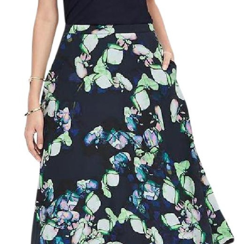 Banana Republic Floral Midi Skirt, Preppy Navy,